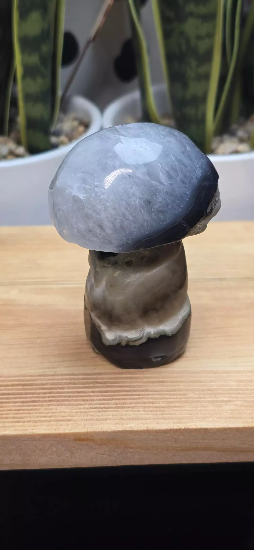 UV Reactive Volcano Agate Mushroom Carving — Glowing Crystal thumbnail