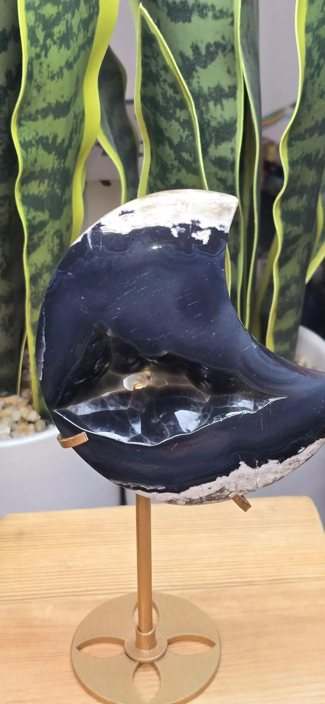 UV Reactive Volcano Agate Moon Portal Carving - Glowing Crystal Sculpture Rare thumbnail