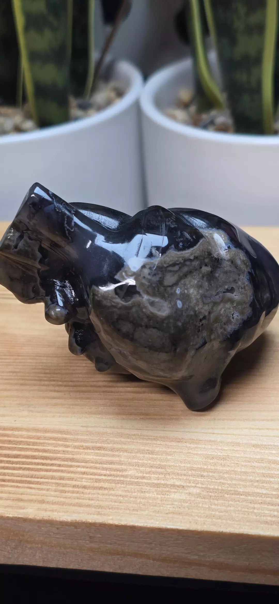 UV Reactive Volcano Agate Anatomical Heart Carving Glowing Crystal Sculpture thumbnail