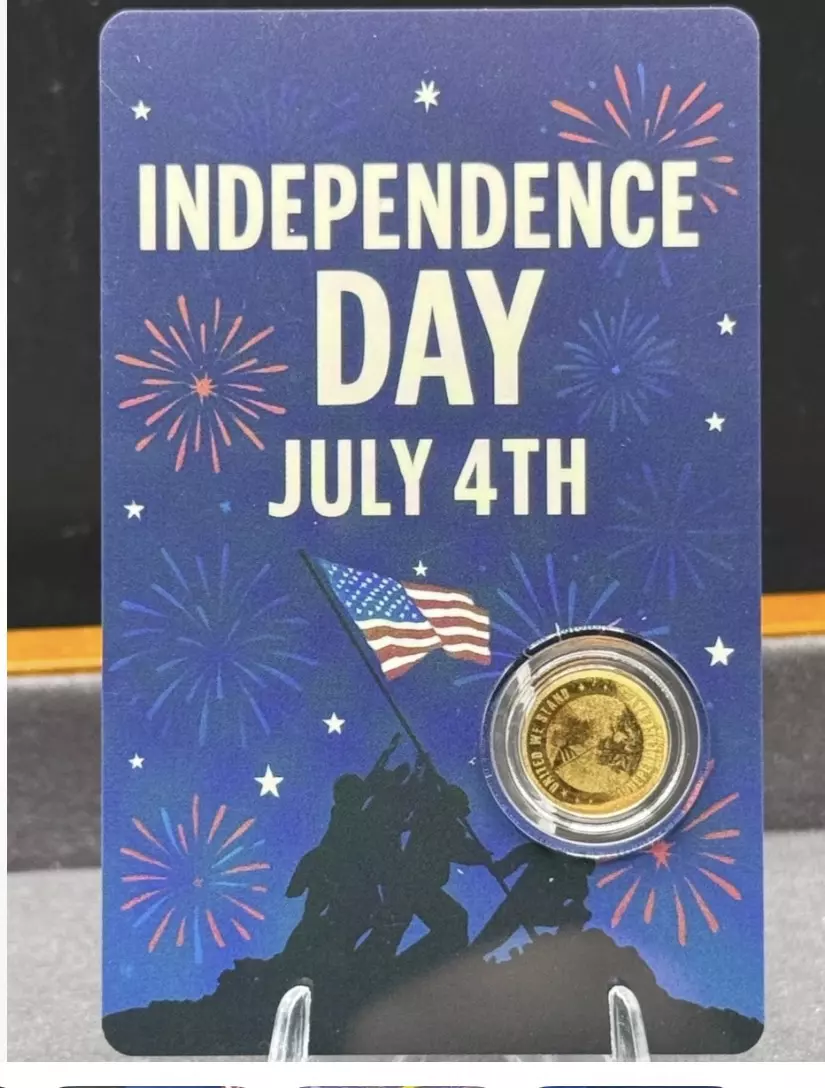 Indepenence Day July 4th 1/1000 Oz .999 Gold in Coin card 3000 Francs Chad 2026 thumbnail
