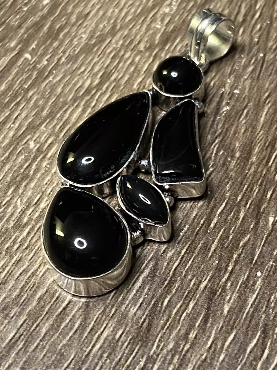 Onyx & Silver Pendant 2.5” thumbnail