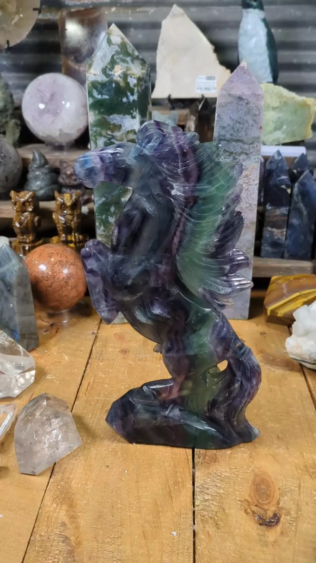 Rainbow Fluorite (UV) Horse Carving ~3.3 Pounds thumbnail