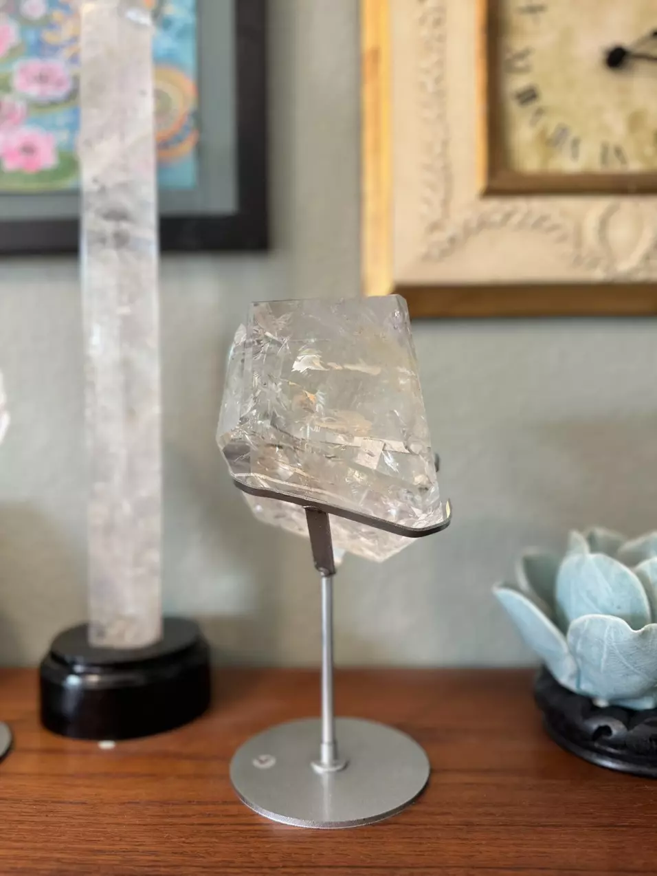 Lemurian Quartz Polished Free Form With Stand Rainbows Galore - #2 thumbnail