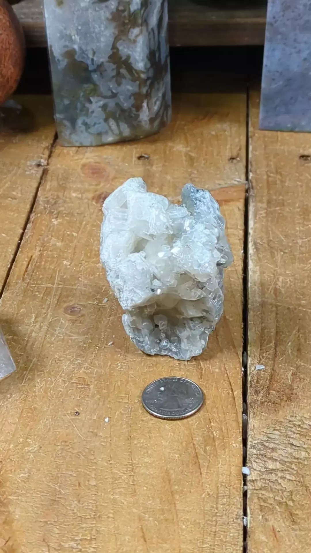 Apophyllite & Calcite Cut Base ~203 Grams thumbnail