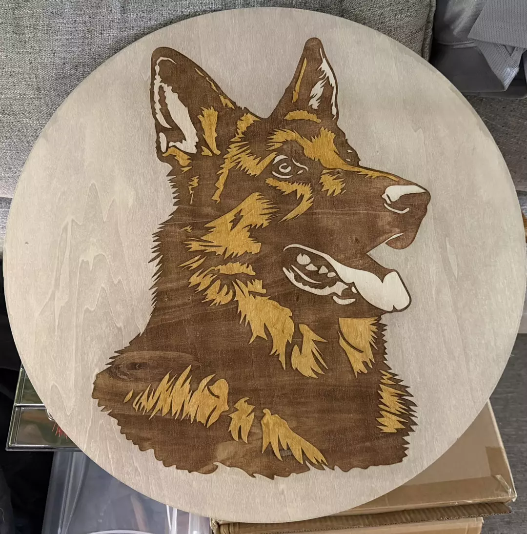 German Shepherd hand painted and stained thumbnail