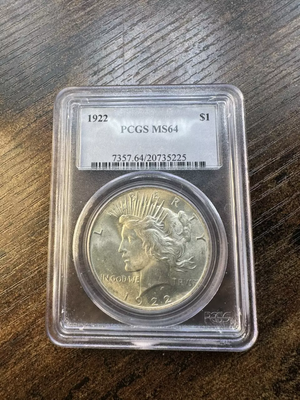 1922 Peace Dollar Graded PCGS Ms64 thumbnail