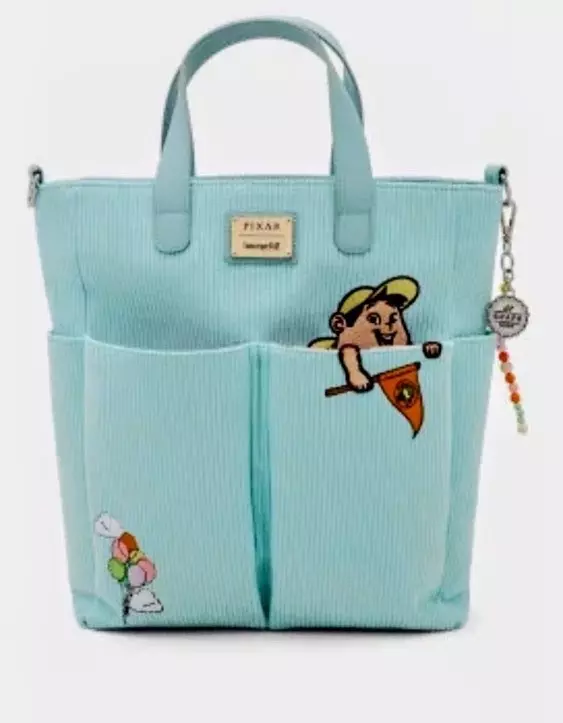LOUNGEFLY DISNEY/PIXAR UP RUSSELL PEEKING POCKET CORDUROY TOTE NWT thumbnail