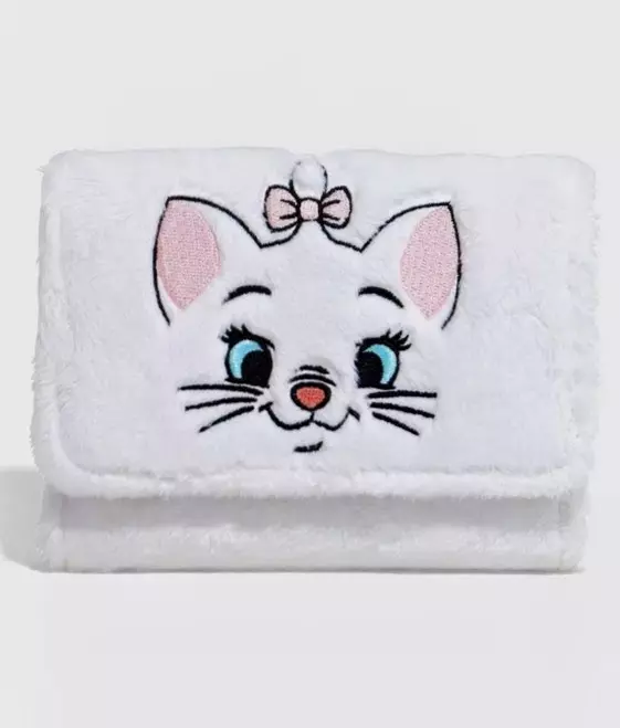 LOUNGEFLY DISNEY THE ARISTOCATS MARIE FUZZY MINI FLAP WALLET NWT thumbnail