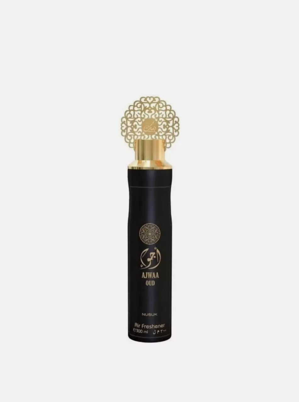 Nusuk Ajwaa Oud Air Freshener odour eliminator in a 300ml bottle. thumbnail