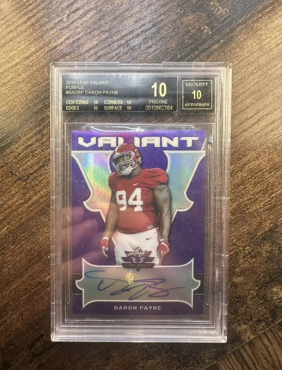 2018 Leaf Valiant Daron Payne Beckett Black Label thumbnail