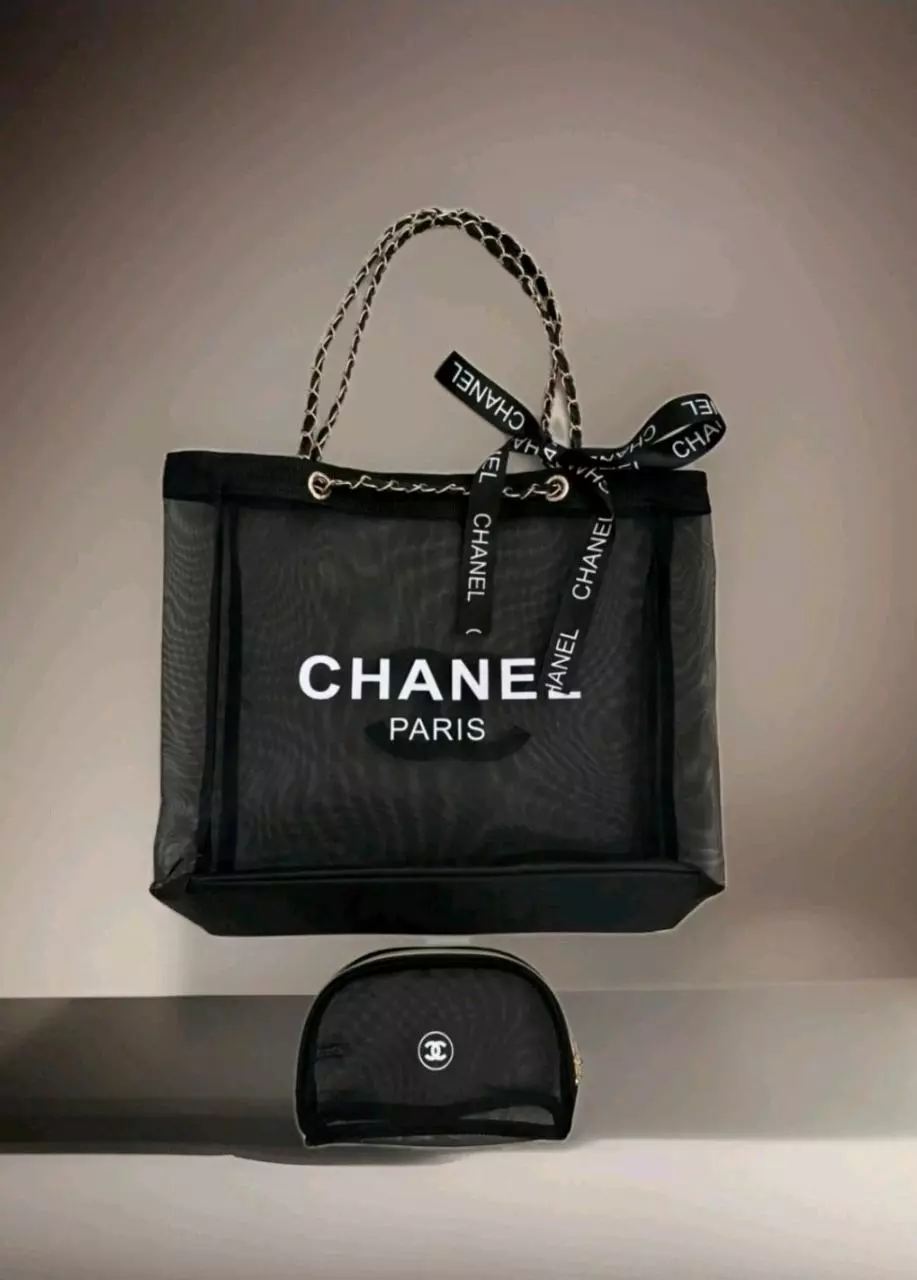 Chanel Mesh Tote With GOLD Hardware & Matching Pouch - Gift With Purchase thumbnail