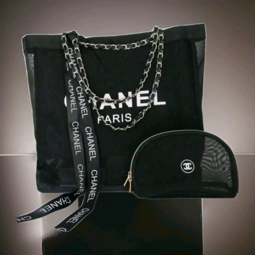 Chanel Mesh Tote With SILVER Hardware & Matching Pouch - Gift With Purchase thumbnail
