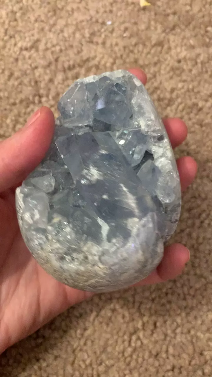 Blue Calcedony Druzy Crystal Egg thumbnail