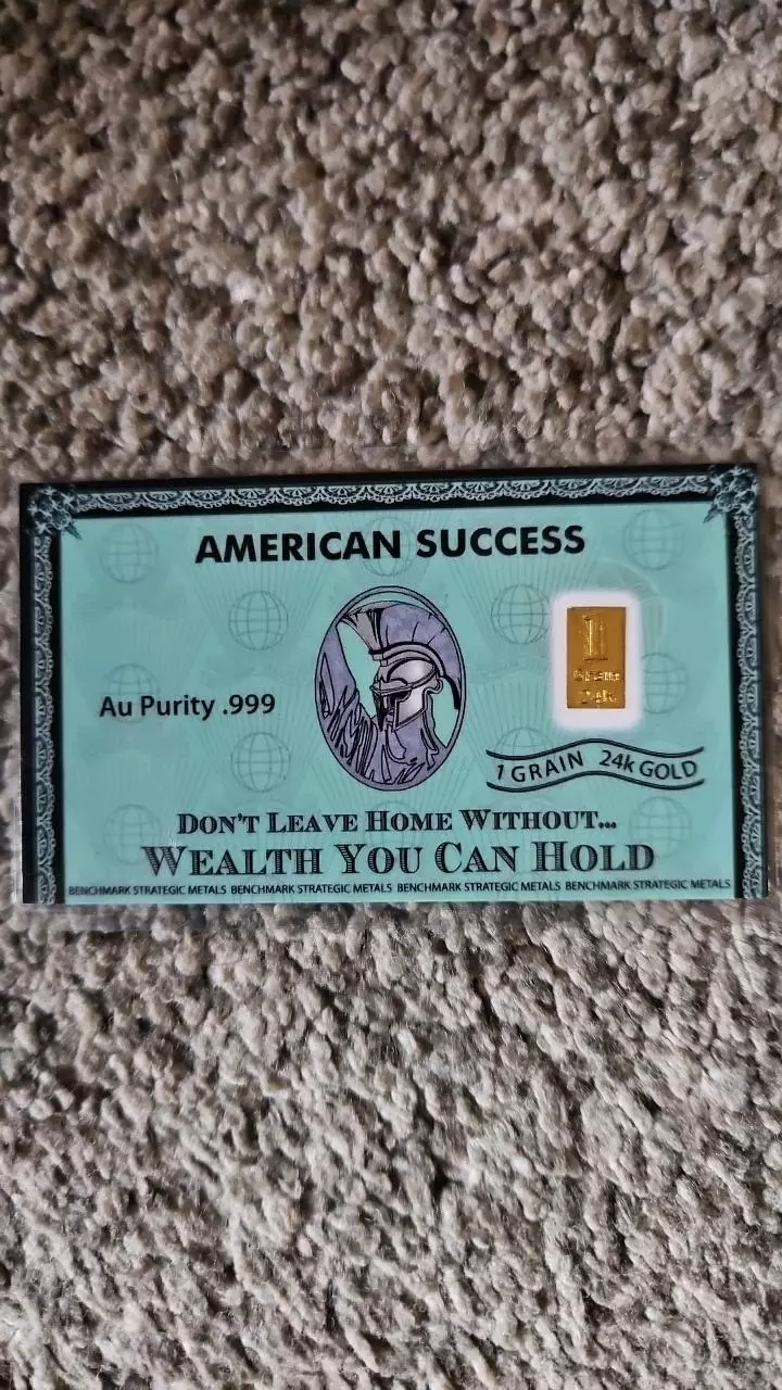 "Wealth you can Hold" 1 grain .999 gold thumbnail