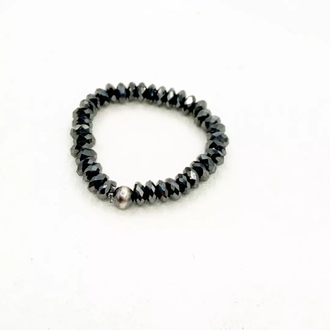 Faceted Hematite NP Stretch Ring thumbnail