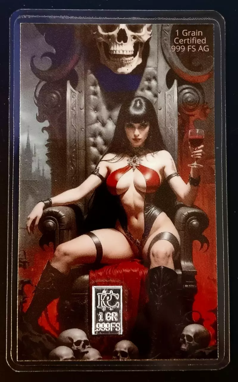 Silver .999 Fine Silver Certified 1 Grain Card "Vampirella" thumbnail