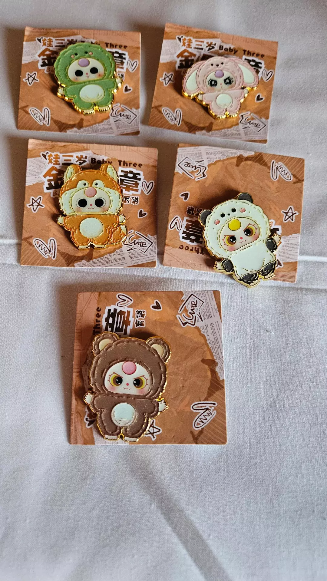 Baby Three" metal pin badge set of 5 thumbnail