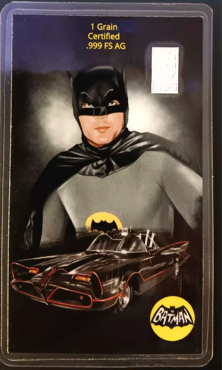Silver .999 Fine Silver Certified 1 Grain Card DC "Batman Batmobile" thumbnail