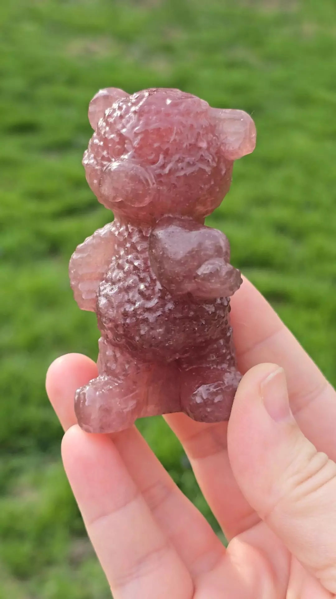 Strawberry Quartz Teddy Beart holding a heart🍓 thumbnail