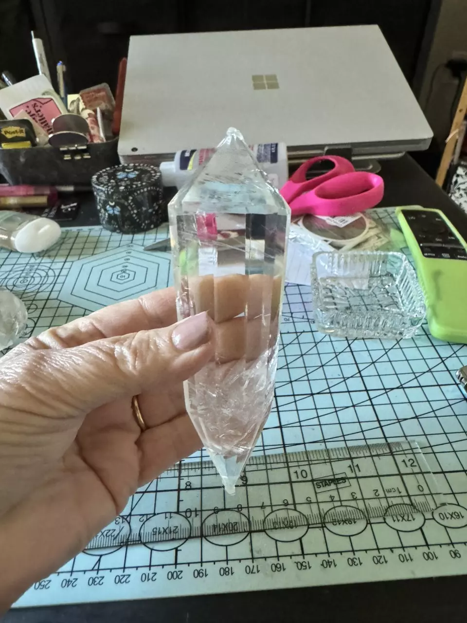 Clear Quartz 12 Sided Vogel With Swirling Phantoms -  Chunky thumbnail