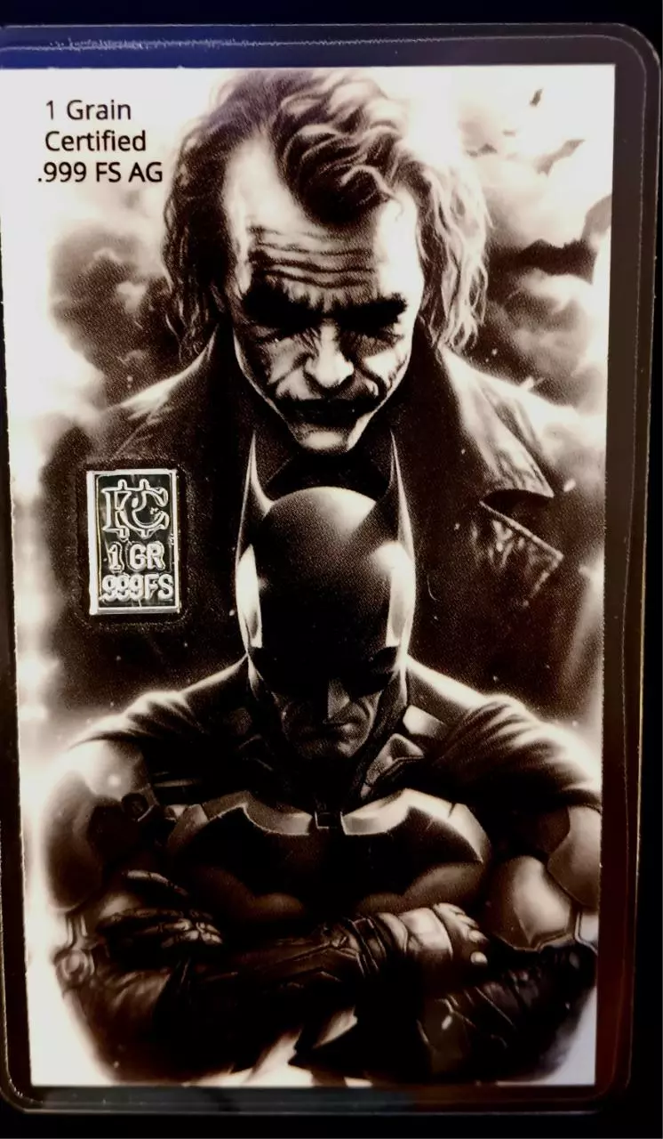 Silver .999 Fine Silver Certified 1 Grain Card DC "Joker Batman Black" thumbnail