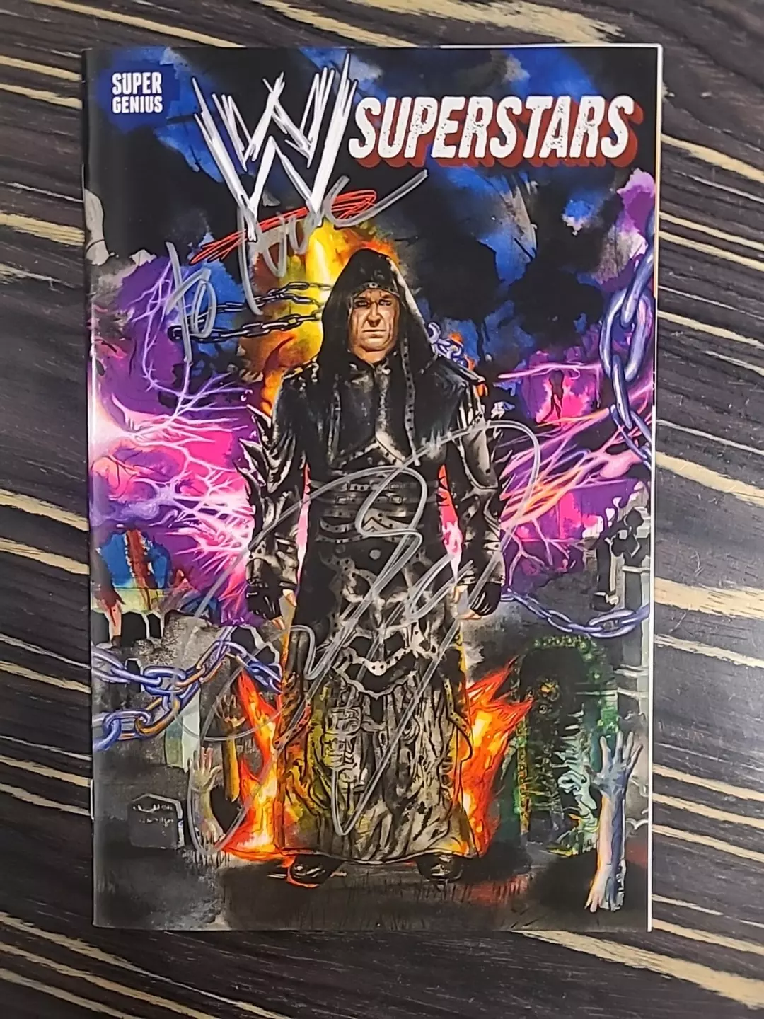 Wwe superstars 1 undertaker cover e variant comic signed by mick foley writer thumbnail