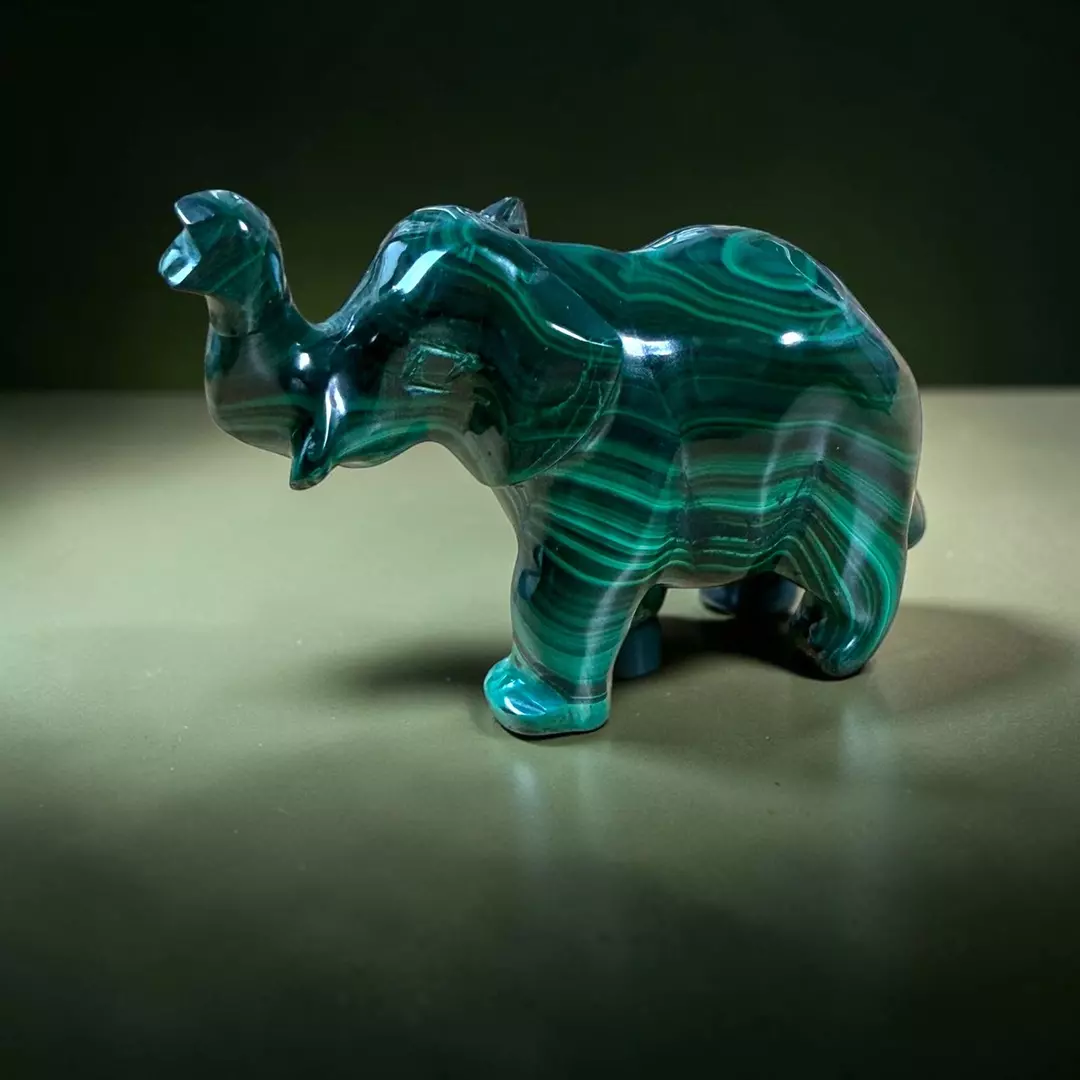 Malachite Elephant Carving thumbnail