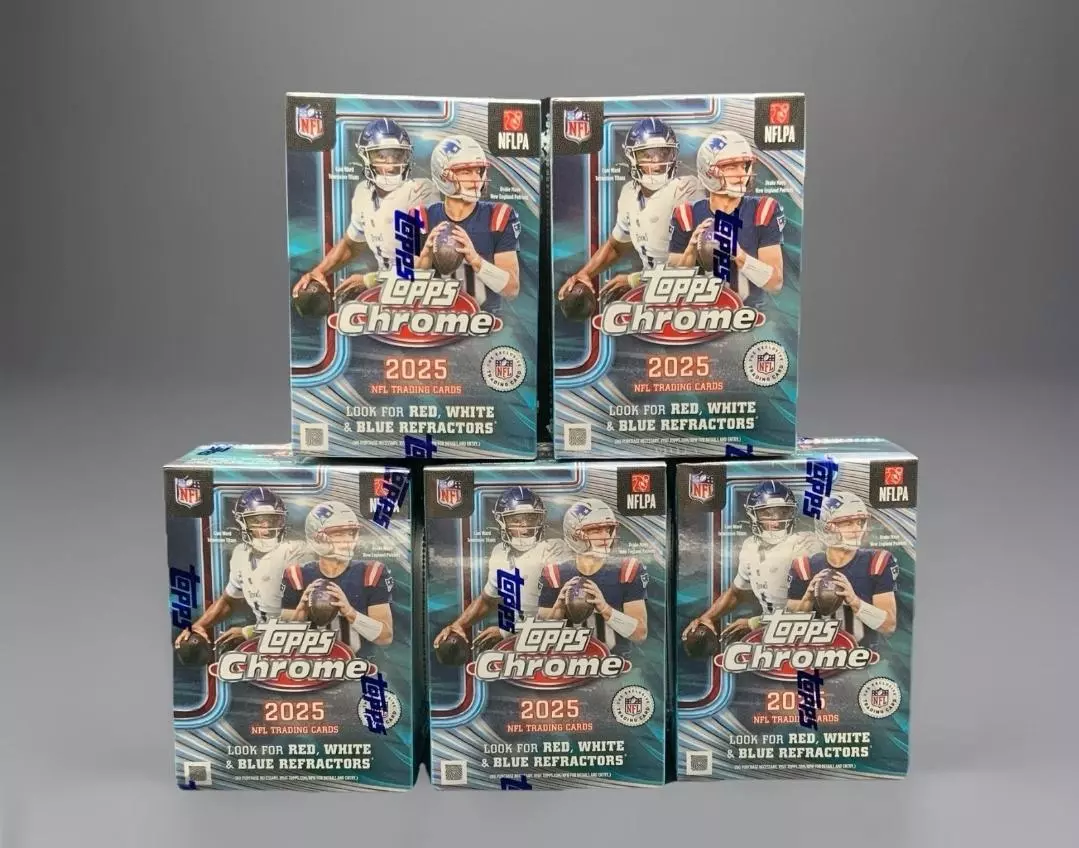 2025 Topps NFL Chrome Football Trading Card Value Box X5 Lot! IN HAND! Fast Ship thumbnail