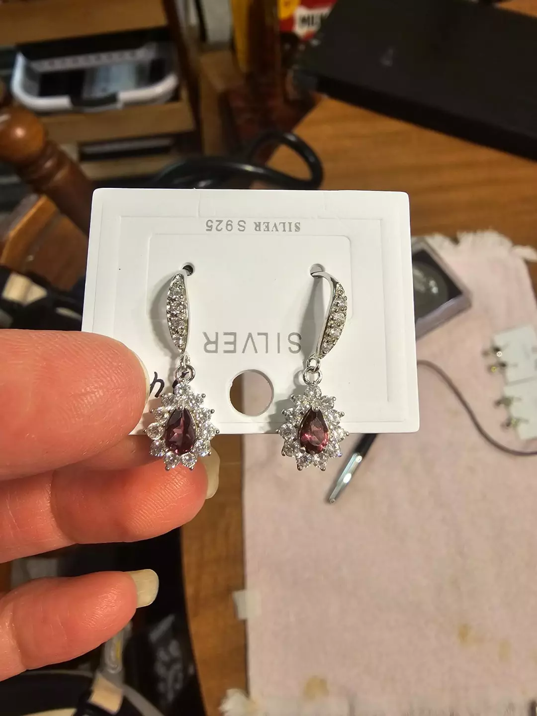 Sterling Silver Rhodelite Garnets earrings thumbnail