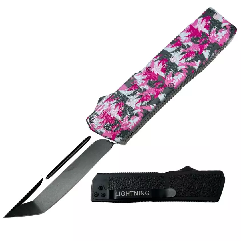 Lighting OTF Knife Tanto Half Bigfoot Camo Pink thumbnail