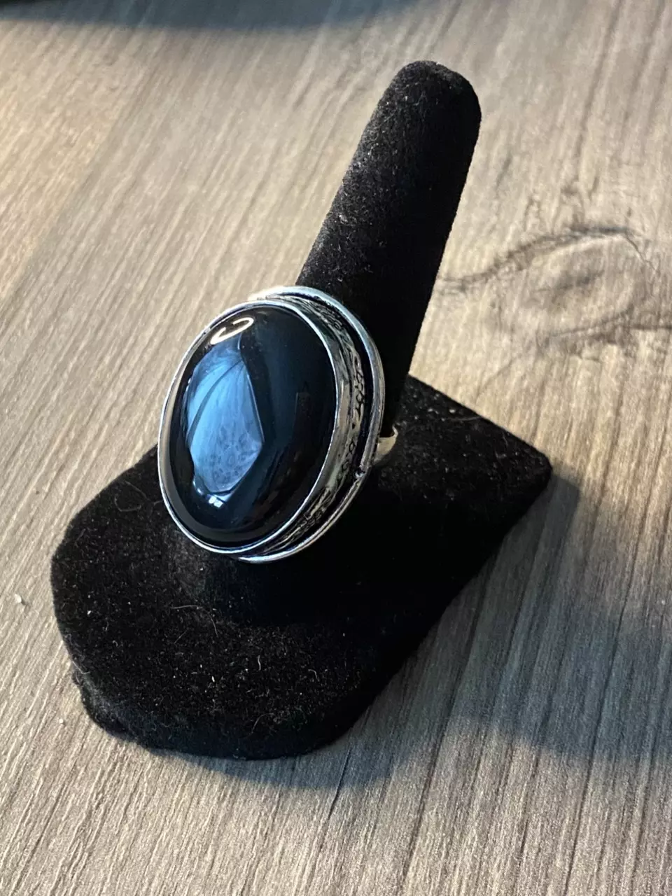 Onyx Vintage Style 925 Silver Ring Size 6.75 thumbnail