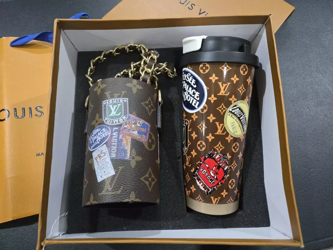LV Drinkware With Holder, Crossbody Chain, Box, & Bag - Gift With Purchase thumbnail