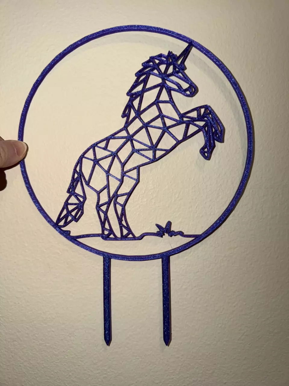 item #137: Unicorn round trellis (wicked blue) thumbnail