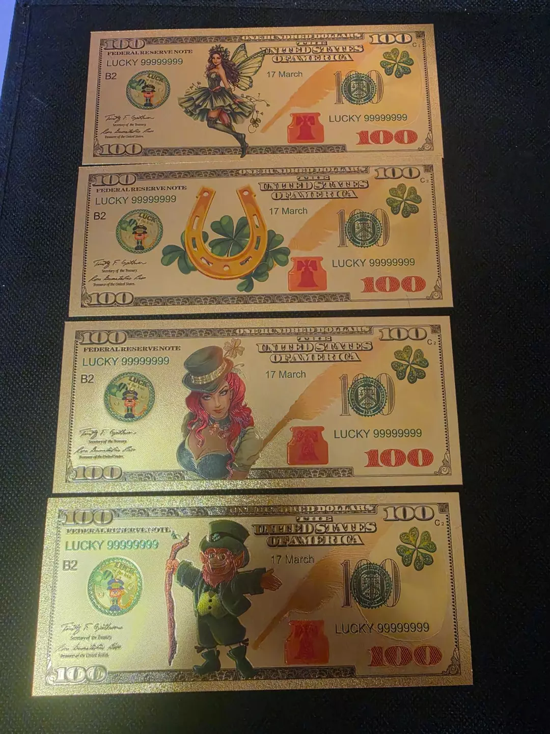Lucky novelty $100 gold foils 4 pk thumbnail
