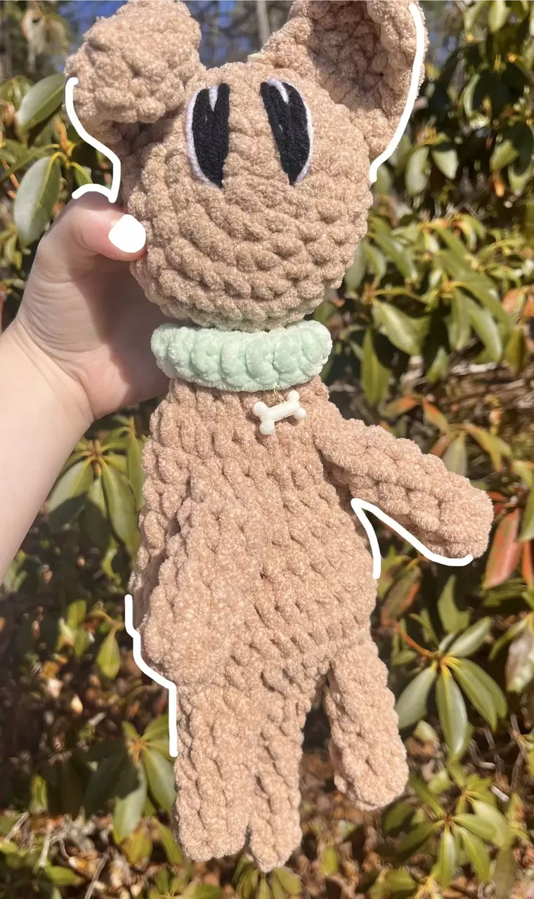 ✨Crochet Brown Puppy Snuggler With Green Colar✨ thumbnail
