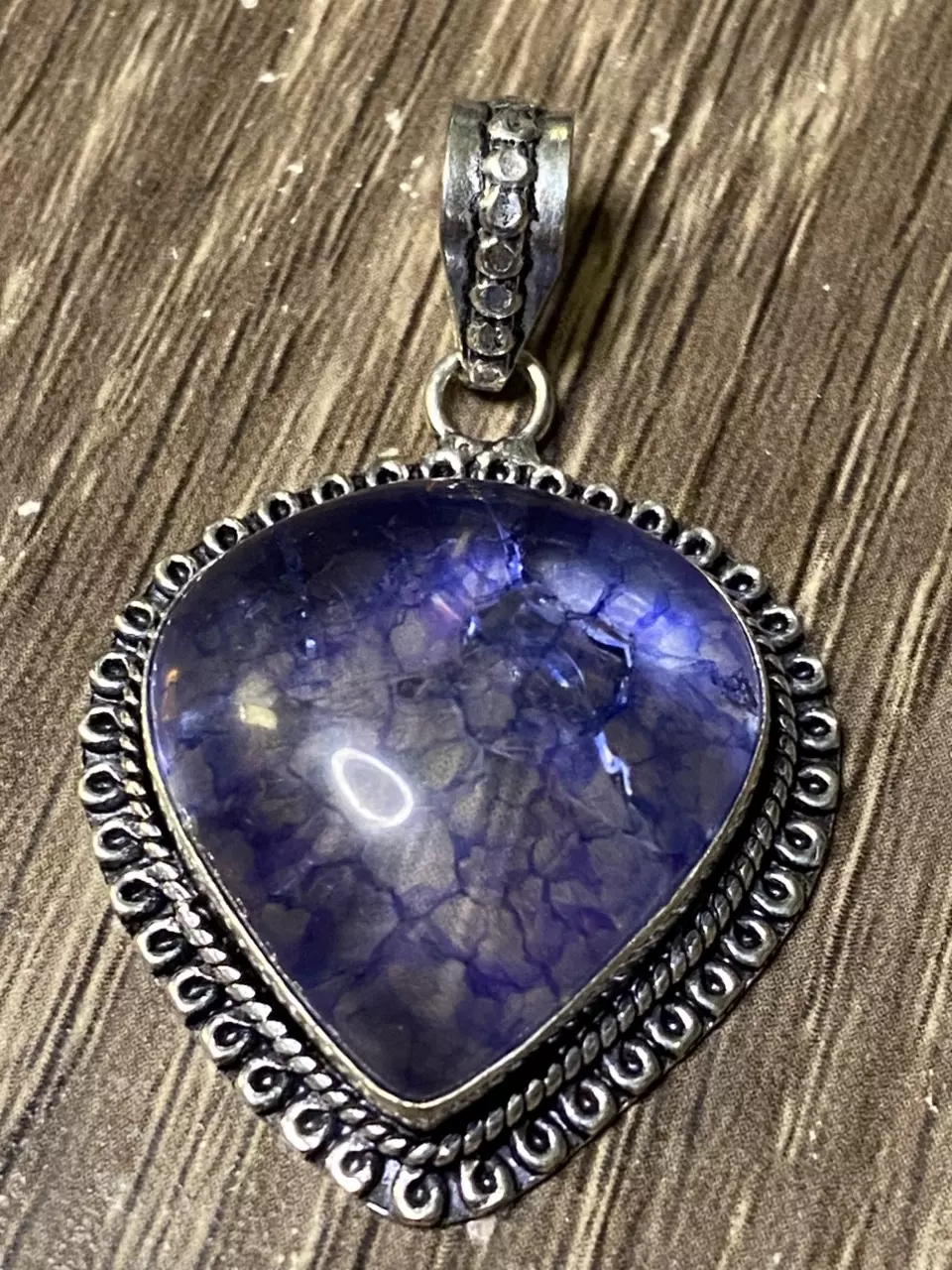 Snake Skin Quartz  & Silver Pendant 2.2” thumbnail