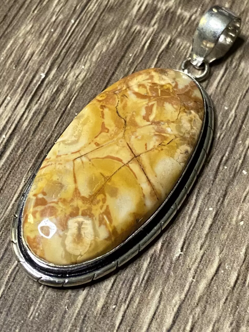 Mexican Bird Eye Jasper & Silver Pendant  2.8” thumbnail