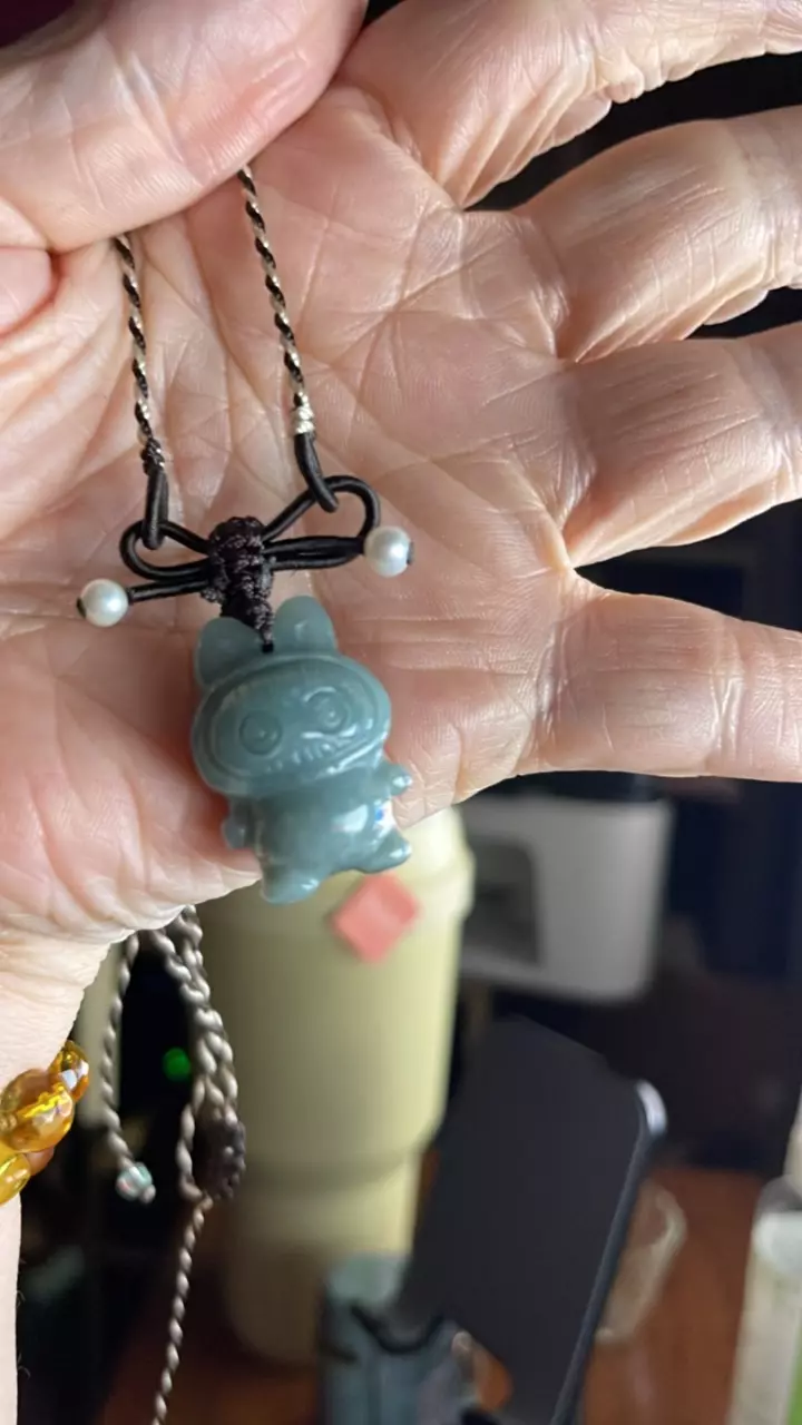 Burma Jade Labubu pendant 3D carving thumbnail