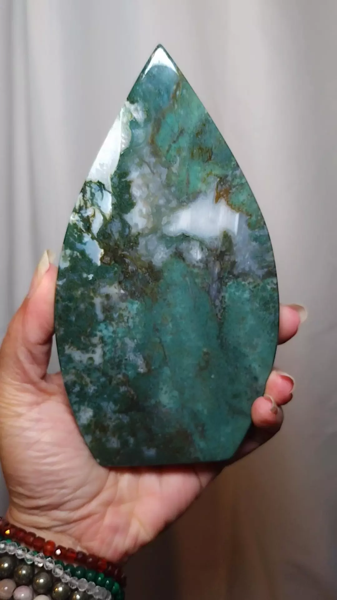Moss Agate Teardrop Tower thumbnail
