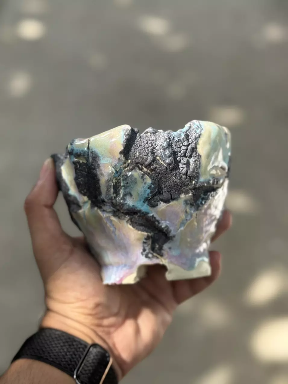 Cotton candy black crackle footed 5x4H thumbnail