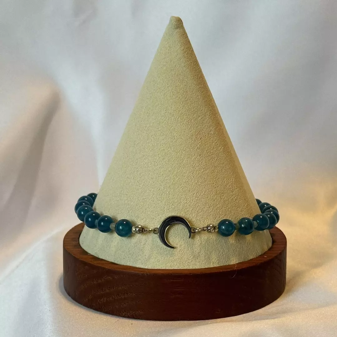 Blue Apatite Bracelet with Moon Focal Point thumbnail