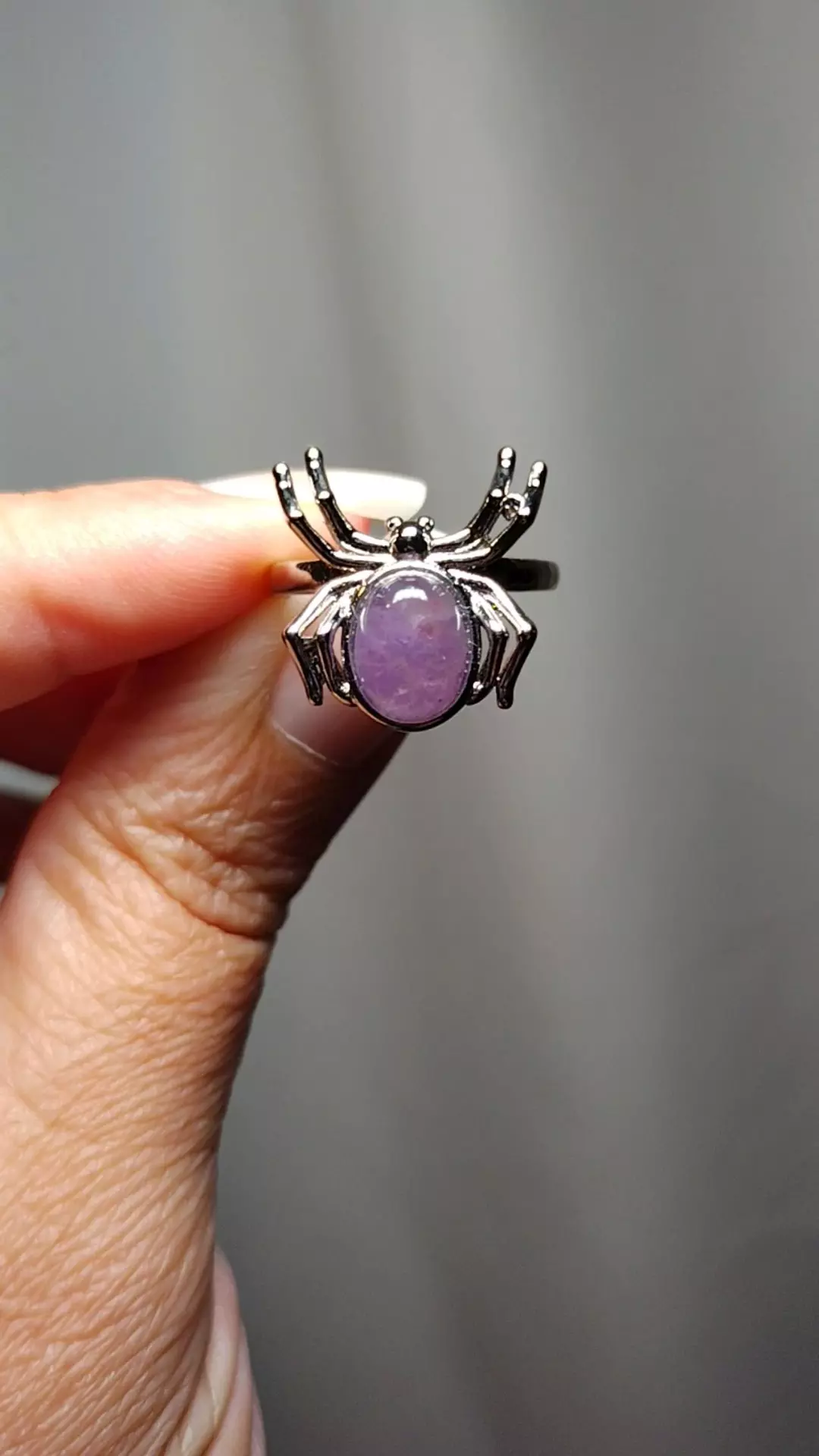 Adjustable Amethyst Spider Ring thumbnail
