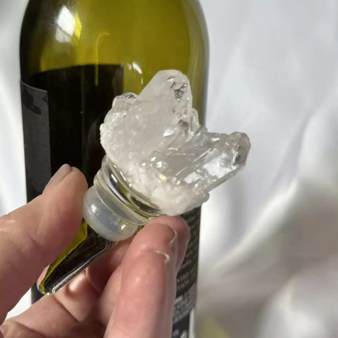 Clear Quartz Wine Stopper - Add some sparkle to your day! thumbnail