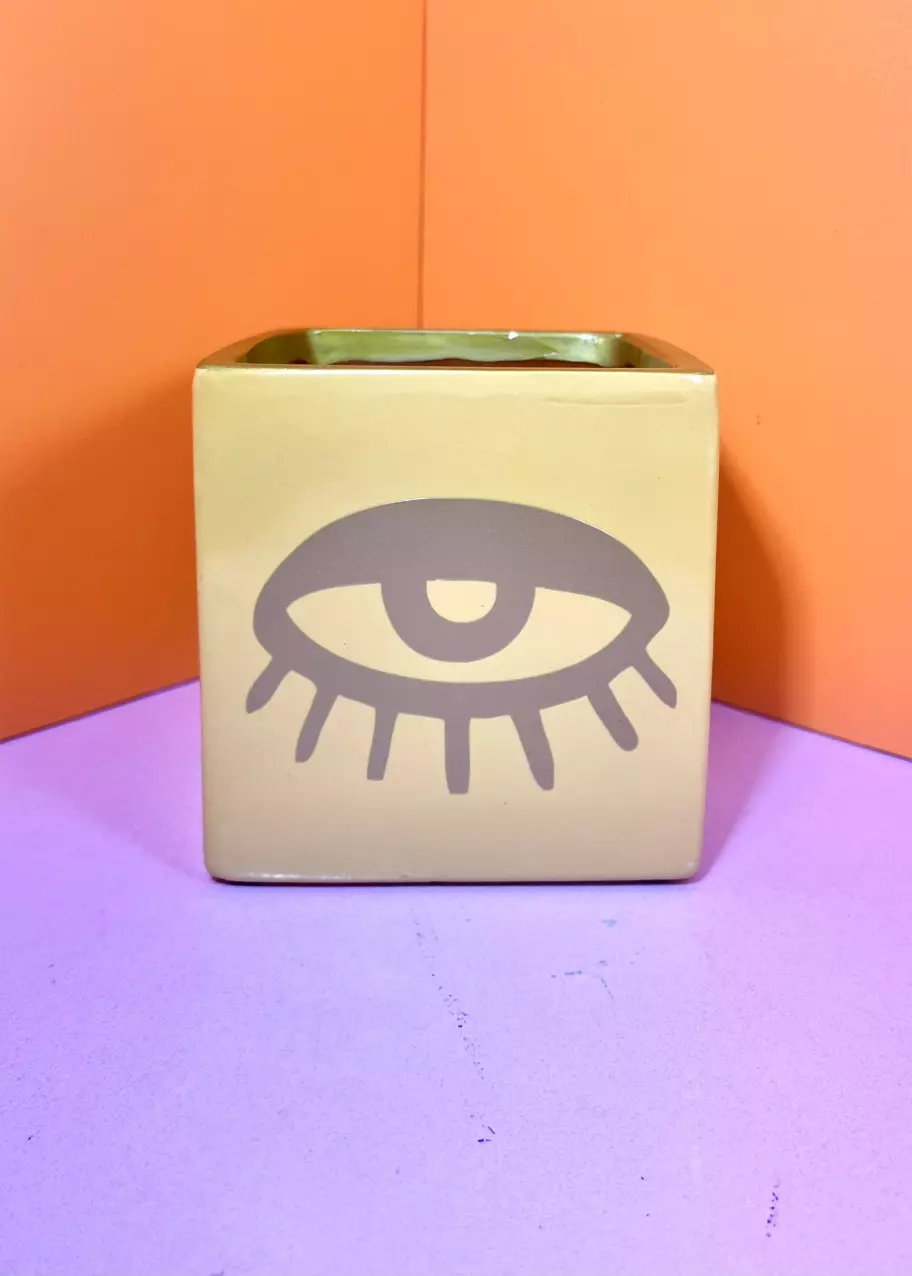 Hand Painted Vinyl Decal Pot - 4 in | Gold Bauhaus thumbnail