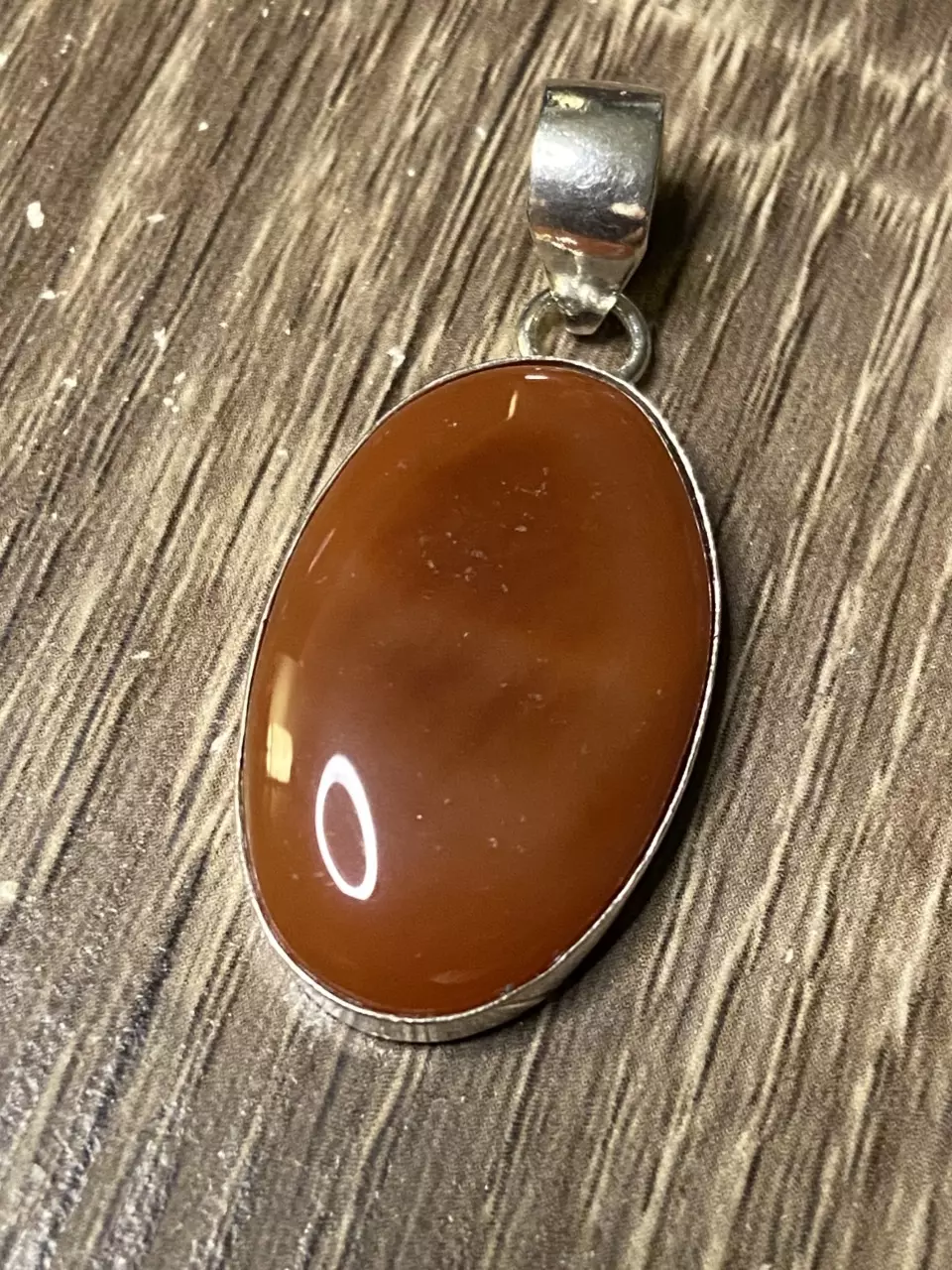 Carnelian Agate & Silver Pendant 1.75” thumbnail