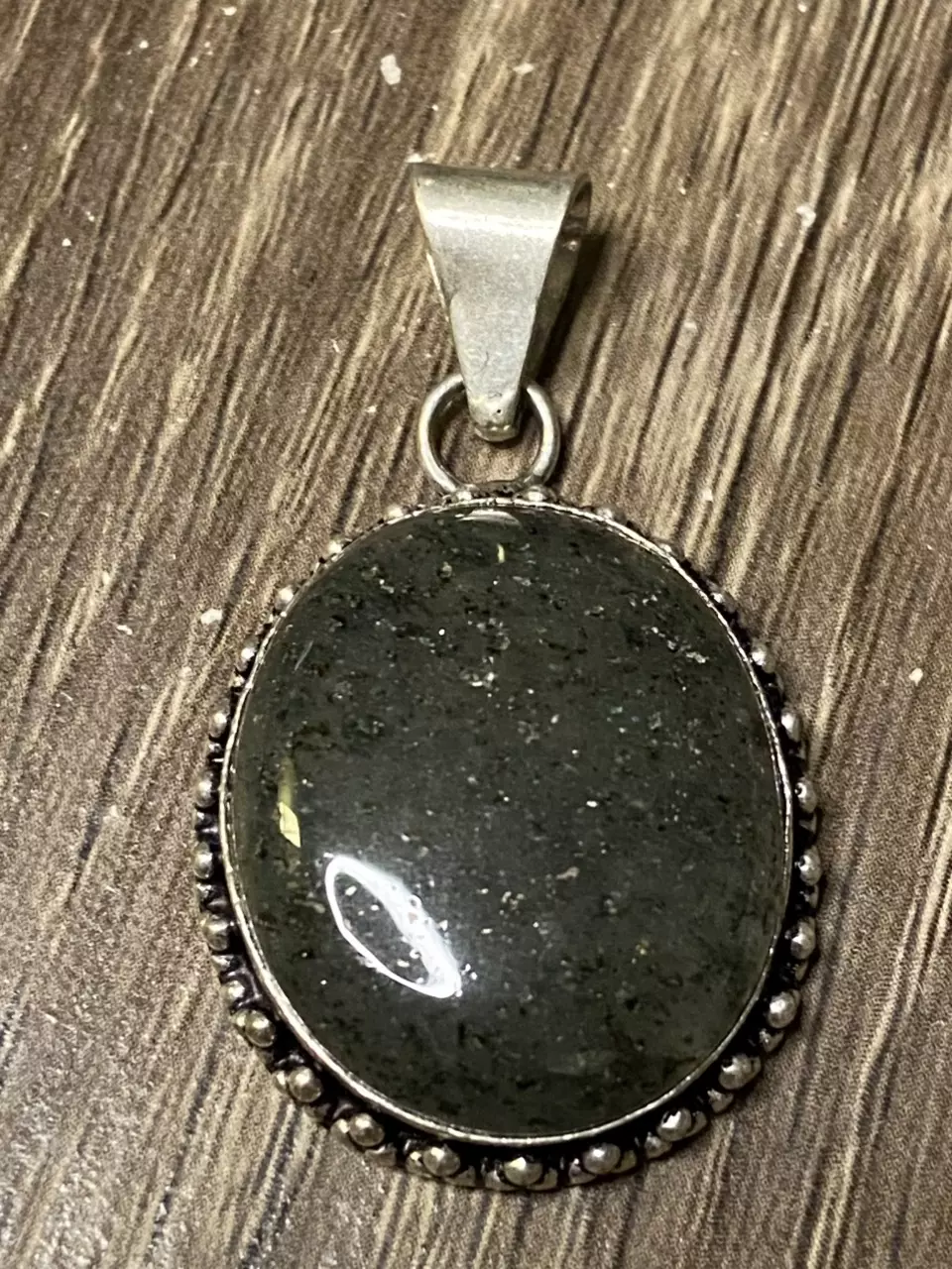 Moss Agate & Silver Pendant 2” thumbnail