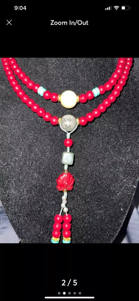 Certified genuine Cinnbar 108 beads/Mala prayer beads. thumbnail