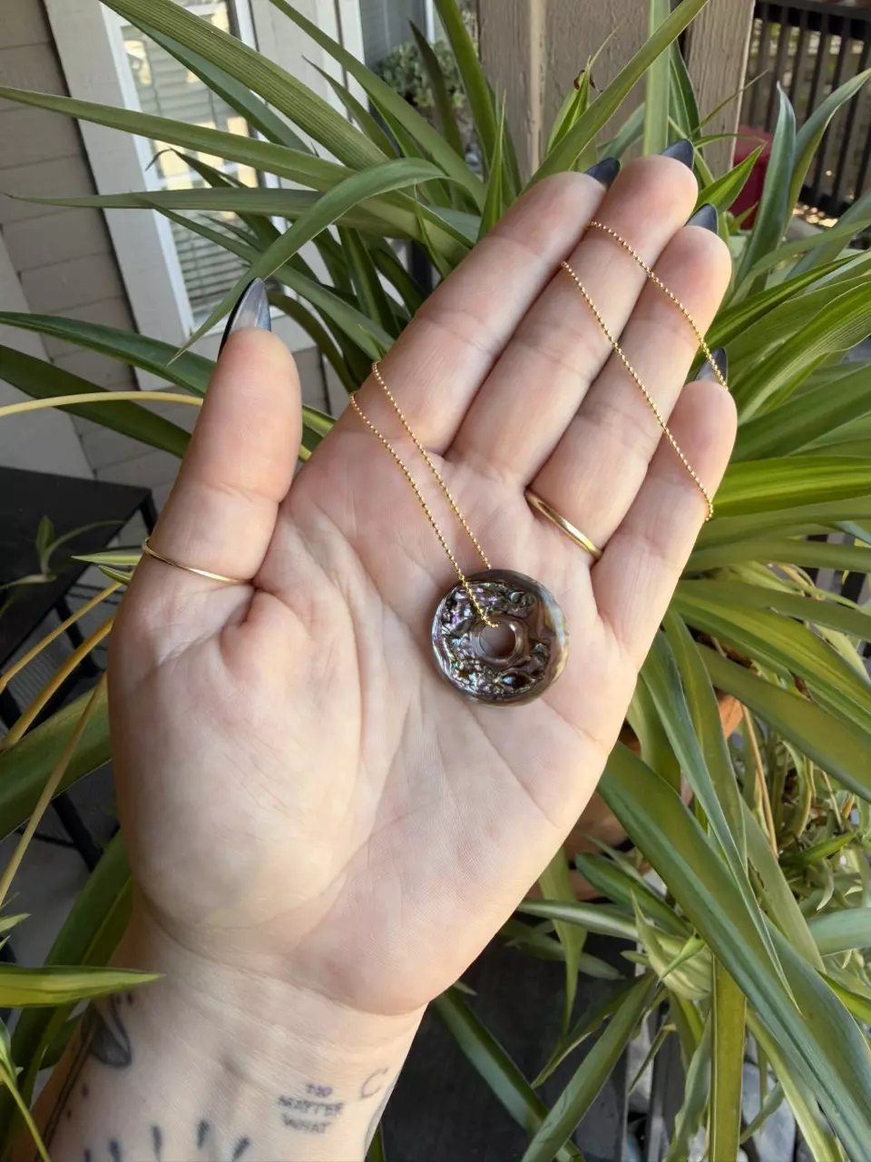 Abalone Donut Gold Necklace thumbnail