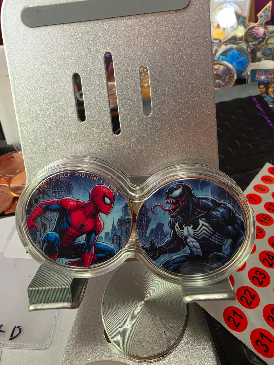 DuoStack Spider-Man vs Venom 2x1 oz copper medal set housed in a Germania Mint i thumbnail