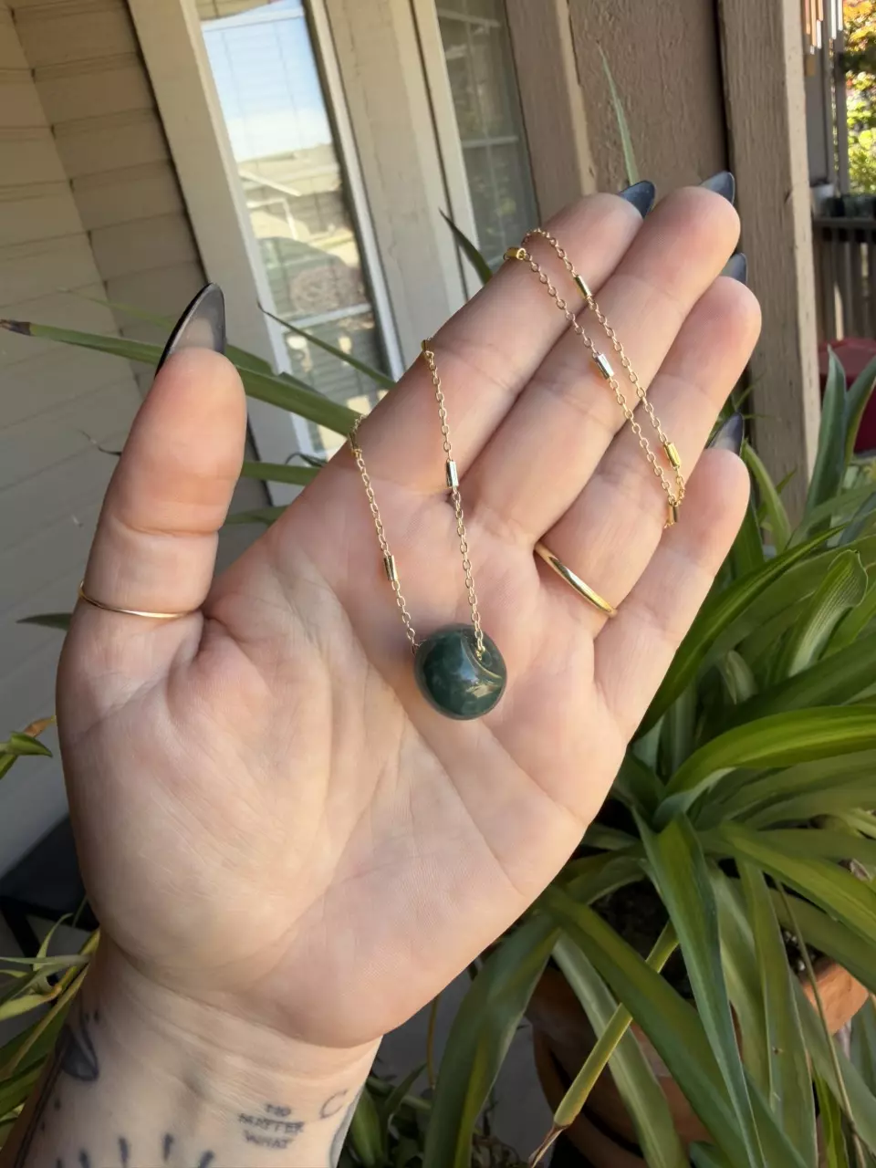 Blue Water Jade Gold Necklace thumbnail